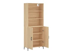 Aparador alto madera contrachapada color roble 69,5x34x180 cm ES12751