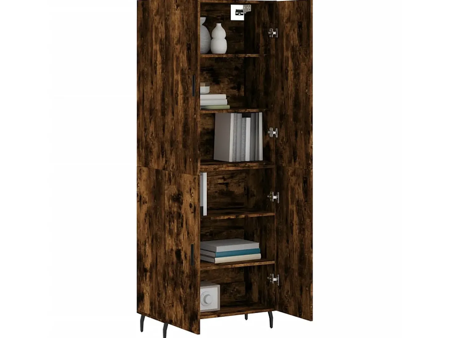 Aparador alto madera contrachapada roble ahumado 69,5x34x180 cm ES22477