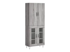 Aparador alto madera contrachapada gris sonoma 69,5x34x180 cm