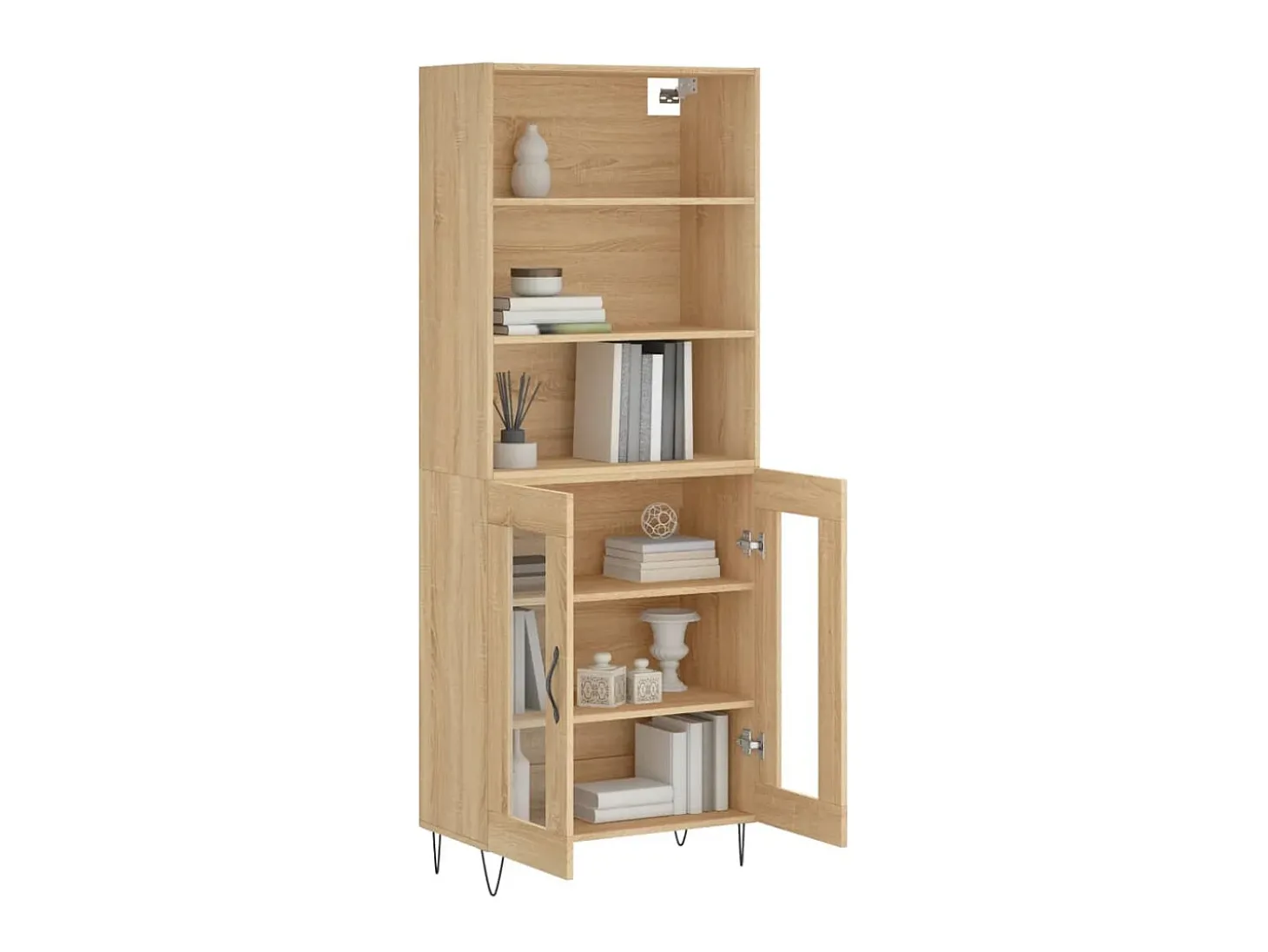 Aparador alto madera contrachapada color roble 69,5x34x180 cm ES82913