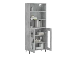 Aparador alto madera contrachapada gris hormigón 69,5x34x180 cm