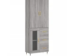Aparador alto madera contrachapada gris sonoma 69,5x34x180 cm ES29168