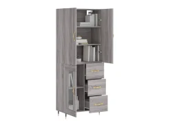 Aparador alto madera contrachapada gris sonoma 69,5x34x180 cm ES29168