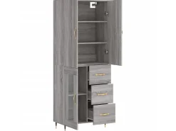 Aparador alto madera contrachapada gris sonoma 69,5x34x180 cm ES29168