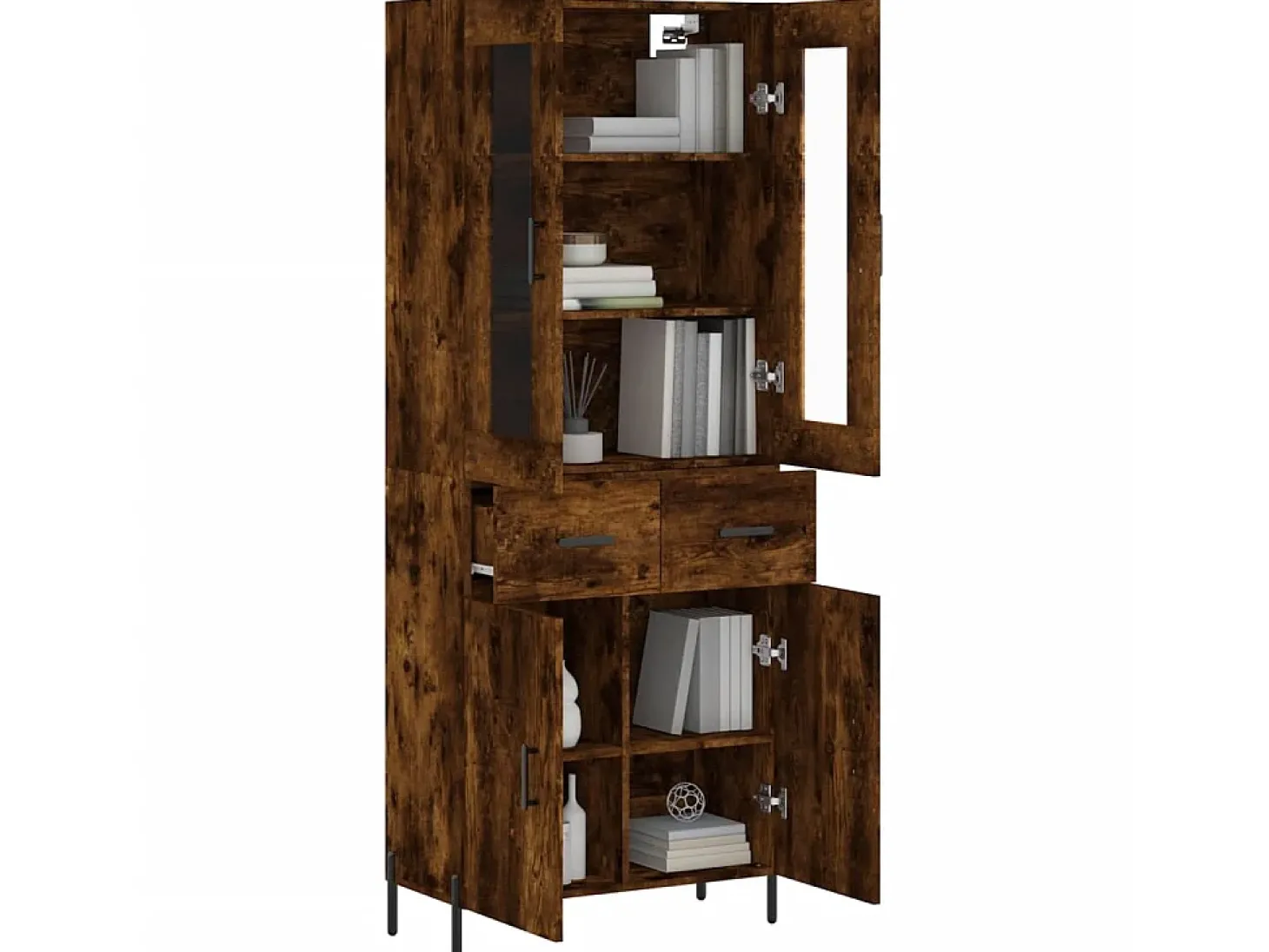 Aparador alto madera contrachapada roble ahumado 69,5x34x180 cm ES53931