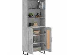 Aparador alto madera contrachapada gris hormigón 69,5x34x180 cm ES66715