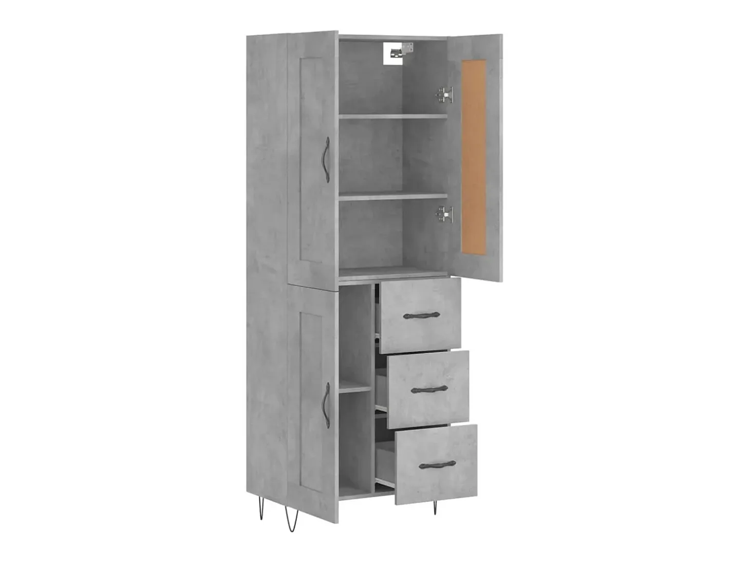 Aparador alto madera contrachapada gris hormigón 69,5x34x180 cm
