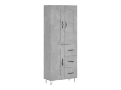 Aparador alto madera contrachapada gris hormigón 69,5x34x180 cm