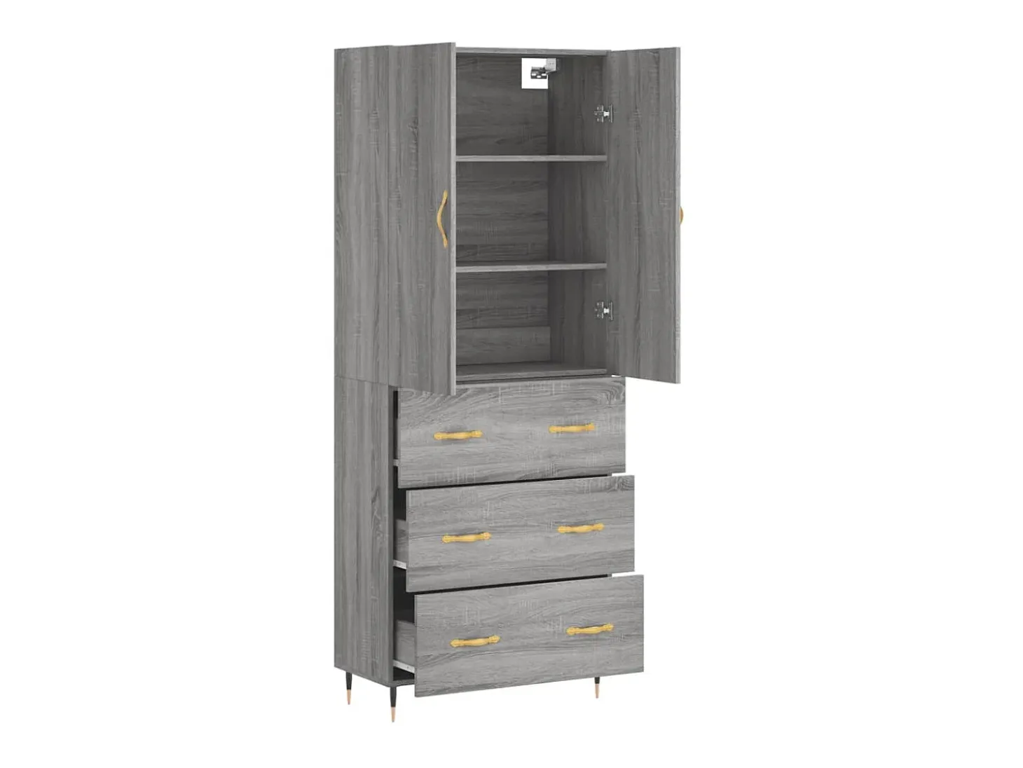 Aparador alto madera contrachapada gris sonoma 69,5x34x180 cm ES23041