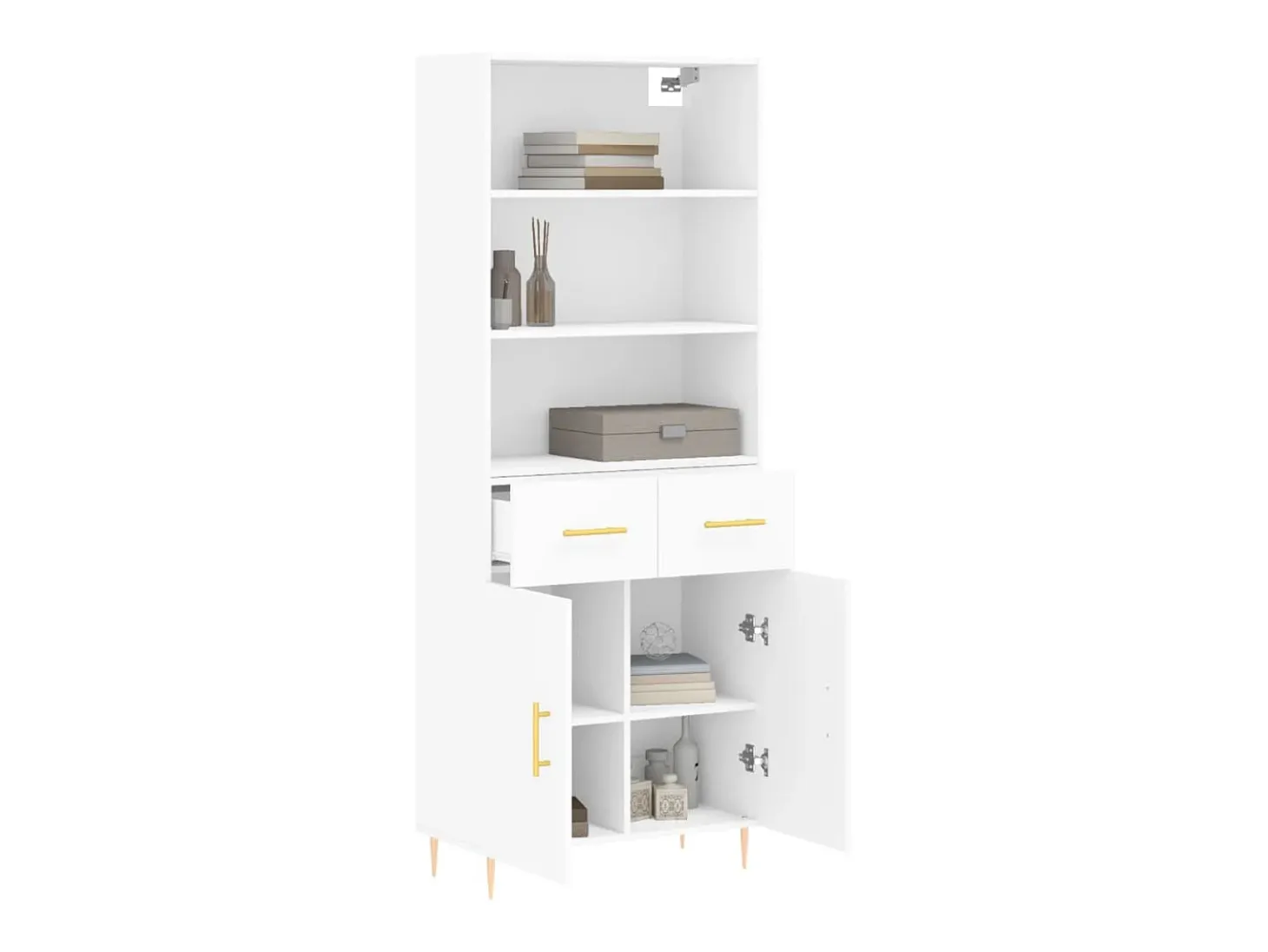 Aparador alto madera contrachapada blanco 69,5x34x180 cm ES37811