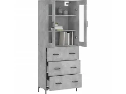 Aparador alto madera contrachapada gris hormigón 69,5x34x180 cm ES82369