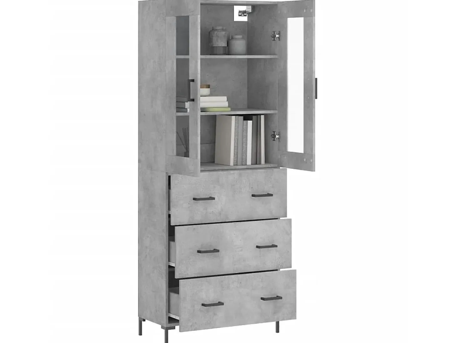 Aparador alto madera contrachapada gris hormigón 69,5x34x180 cm ES82369