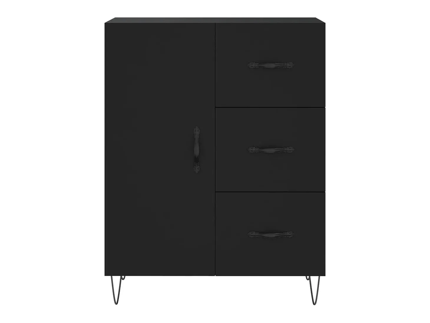 Aparador alto madera contrachapada negro 69,5x34x180 cm