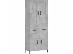 Aparador alto madera contrachapada gris hormigón 69,5x34x180 cm ES74071