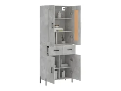 Aparador alto madera contrachapada gris hormigón 69,5x34x180 cm ES74071