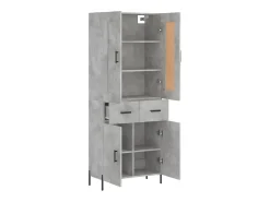 Aparador alto madera contrachapada gris hormigón 69,5x34x180 cm ES74071