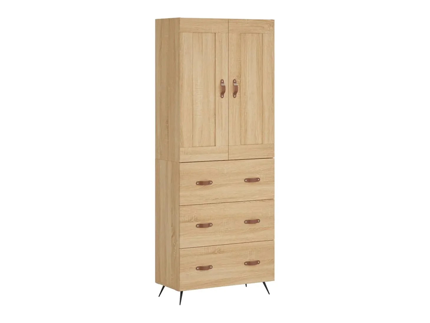Aparador alto madera contrachapada color roble 69,5x34x180 cm