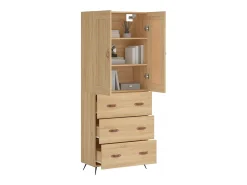 Aparador alto madera contrachapada color roble 69,5x34x180 cm