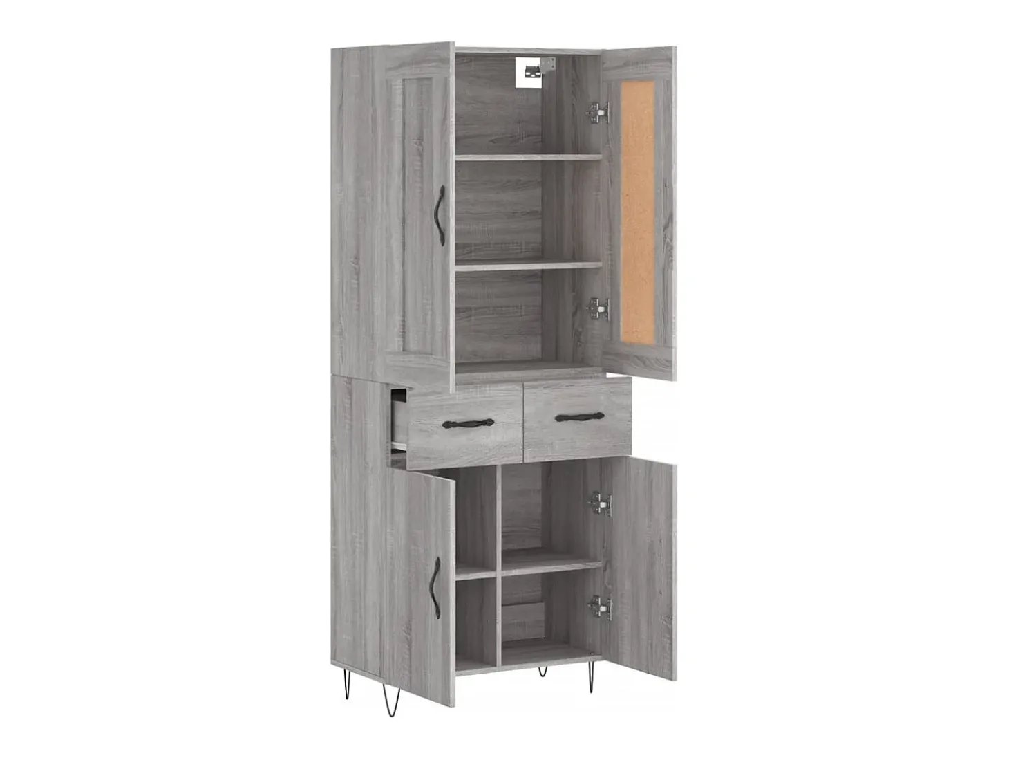 Aparador alto madera contrachapada gris sonoma 69,5x34x180 cm