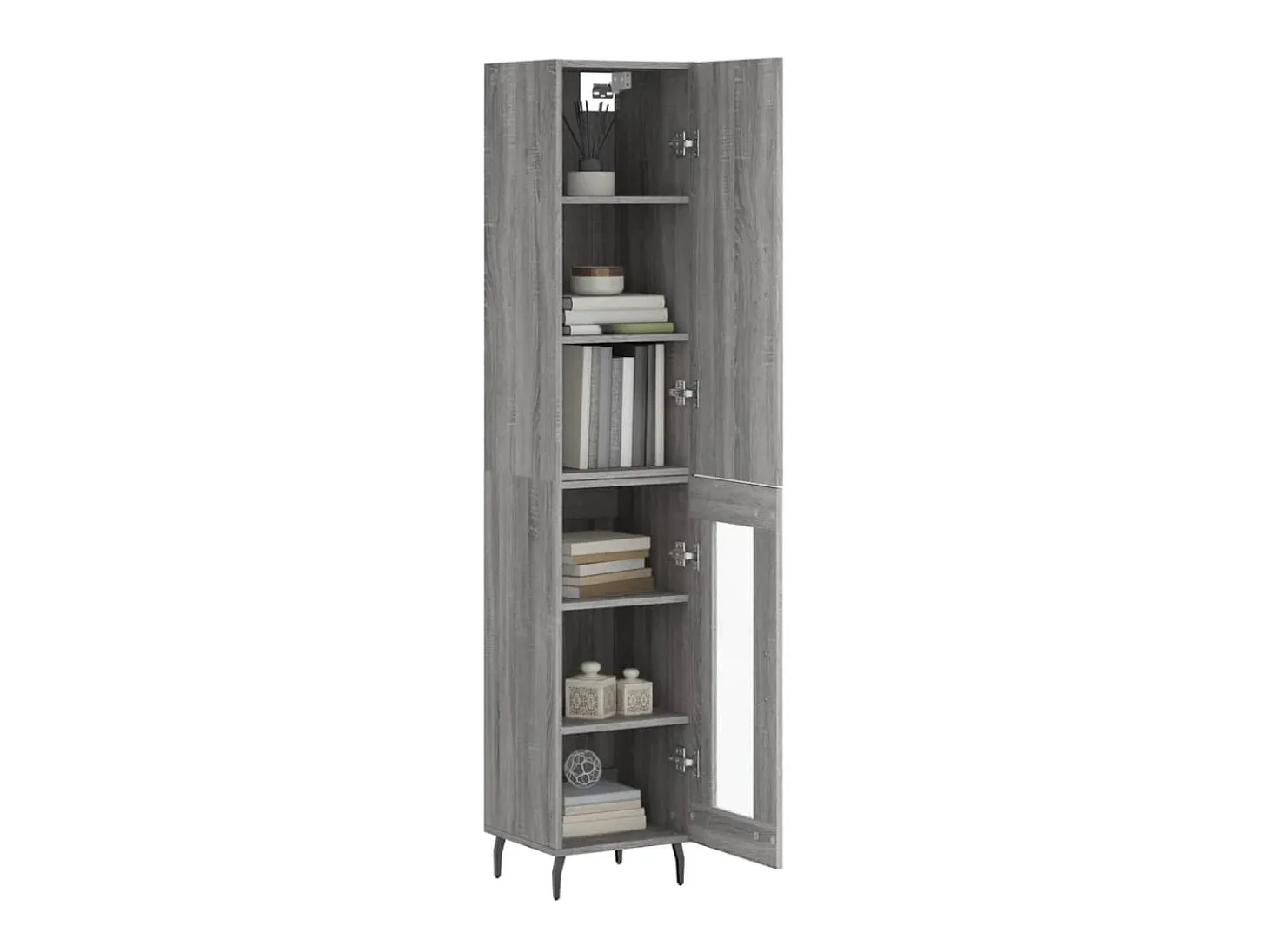 Aparador alto madera contrachapada gris Sonoma 34,5x34x180 cm ES32854