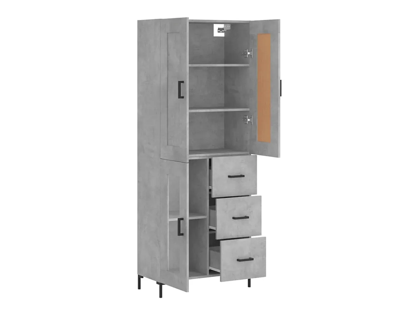 Aparador alto madera contrachapada gris hormigón 69,5x34x180 cm ES11871