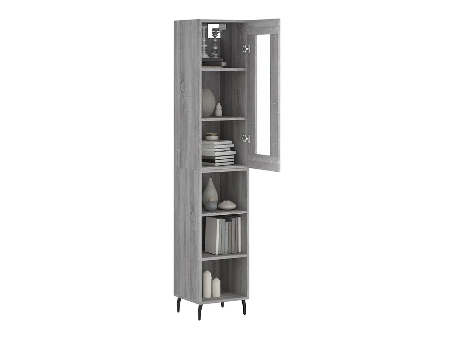Aparador alto madera contrachapada gris Sonoma 34,5x34x180 cm ES17578