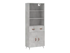 Aparador alto madera contrachapada gris hormigón 69,5x34x180 cm ES35651