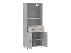 Aparador alto madera contrachapada gris hormigón 69,5x34x180 cm ES35651