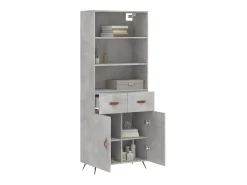Aparador alto madera contrachapada gris hormigón 69,5x34x180 cm ES35651