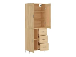 Aparador alto madera contrachapada color roble 69,5x34x180 cm
