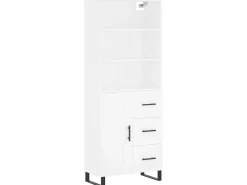 Aparador alto madera contrachapada blanco 69,5x34x180 cm ES84542