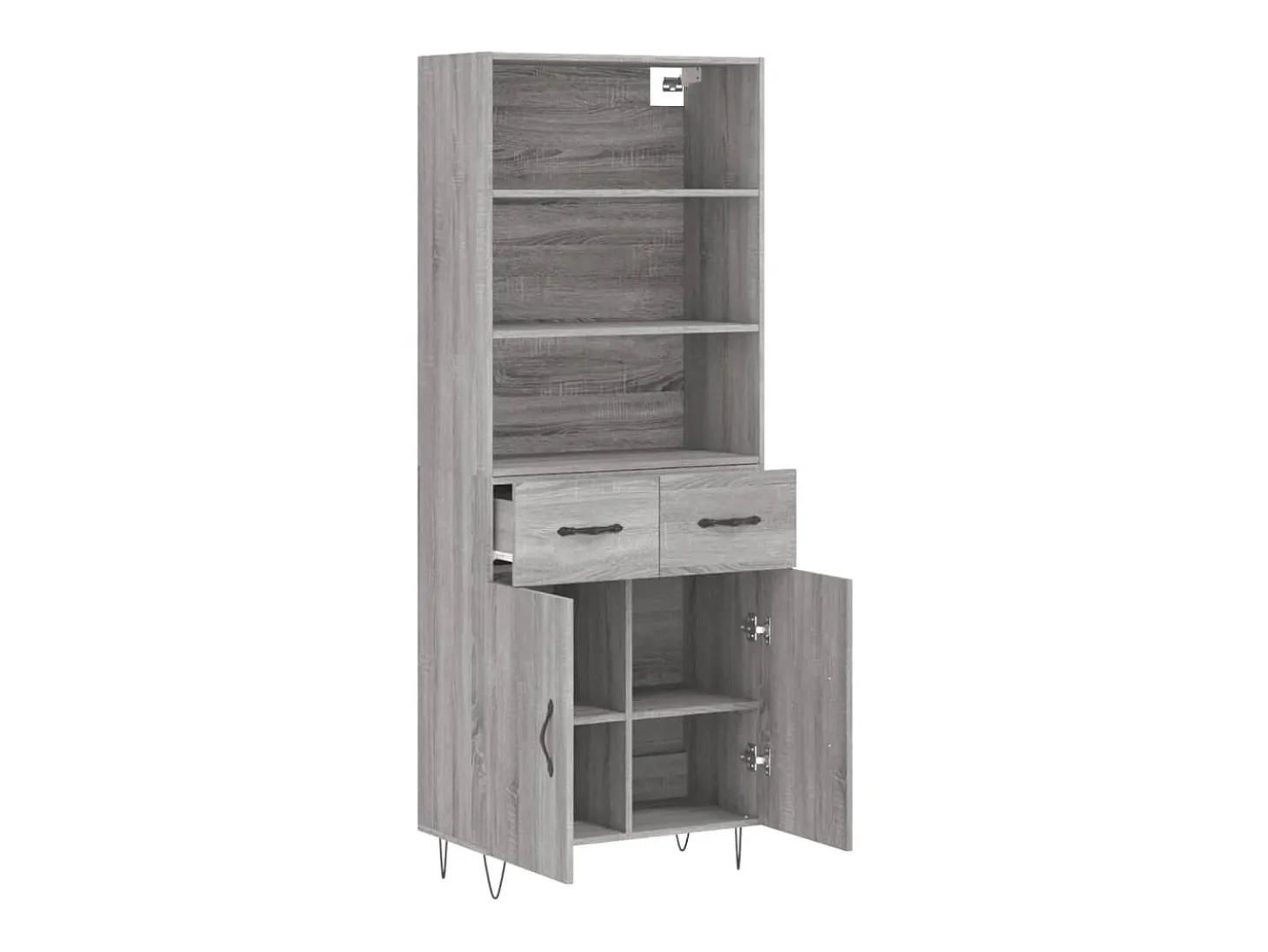 Aparador alto madera contrachapada gris sonoma 69,5x34x180 cm ES28769