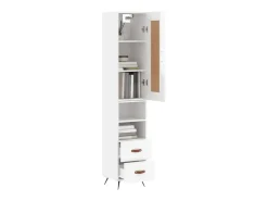 Aparador alto madera contrachapada blanco brillo 34,5x34x180 cm ES63039