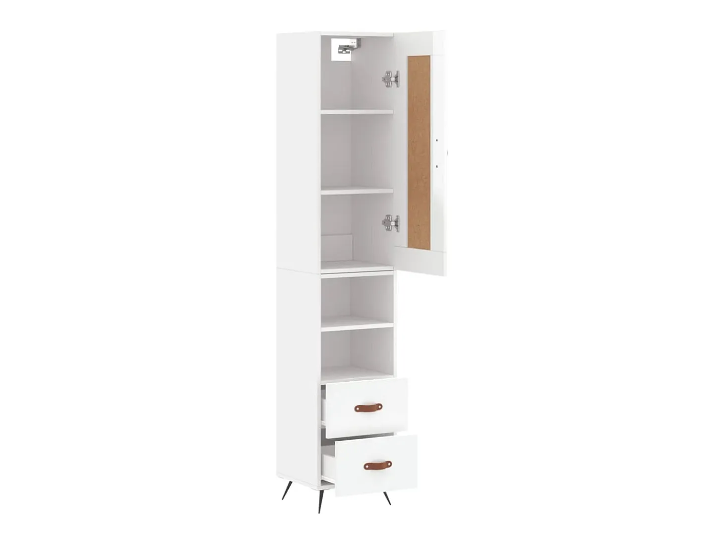 Aparador alto madera contrachapada blanco brillo 34,5x34x180 cm ES63039