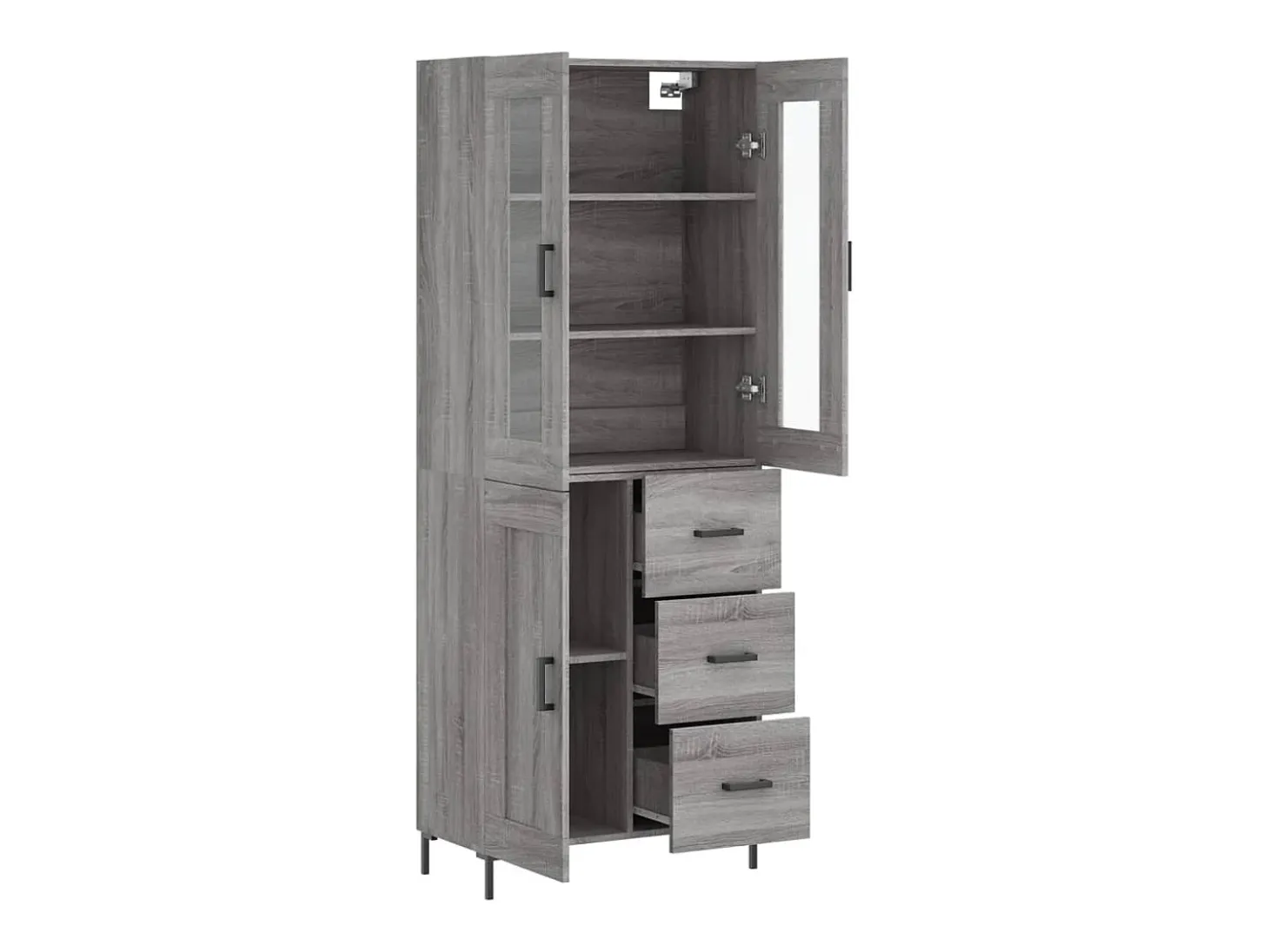 Aparador alto madera contrachapada gris sonoma 69,5x34x180 cm