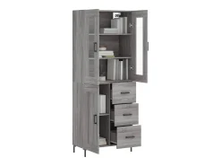 Aparador alto madera contrachapada gris sonoma 69,5x34x180 cm