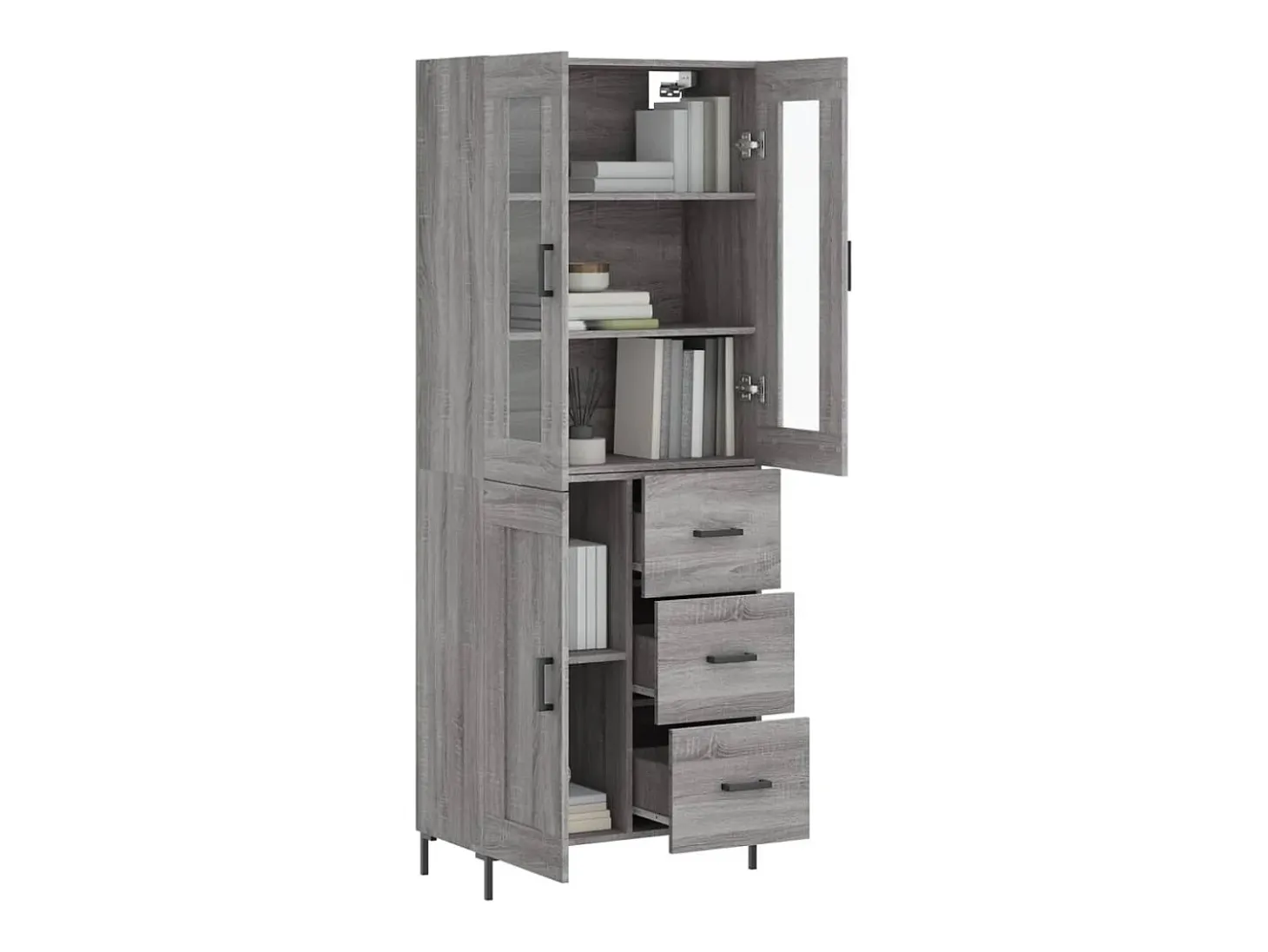 Aparador alto madera contrachapada gris sonoma 69,5x34x180 cm