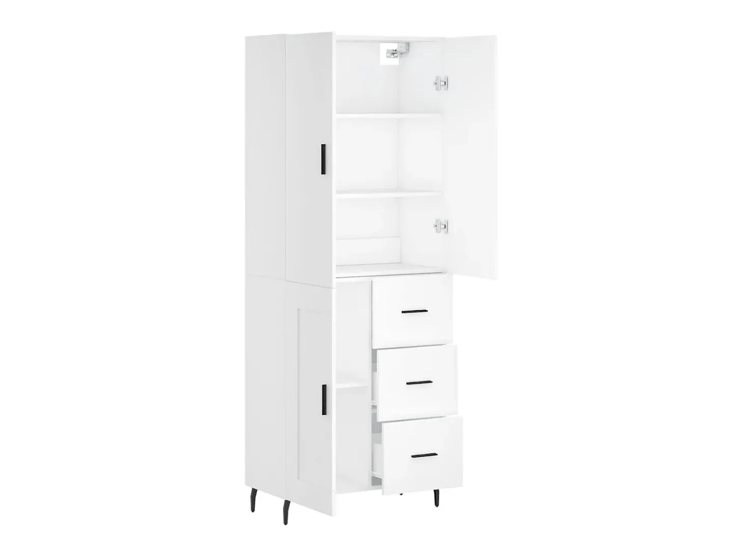 Aparador alto madera contrachapada blanco 69,5x34x180 cm ES62584