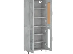 Aparador alto madera contrachapada gris hormigón 69,5x34x180 cm ES27421