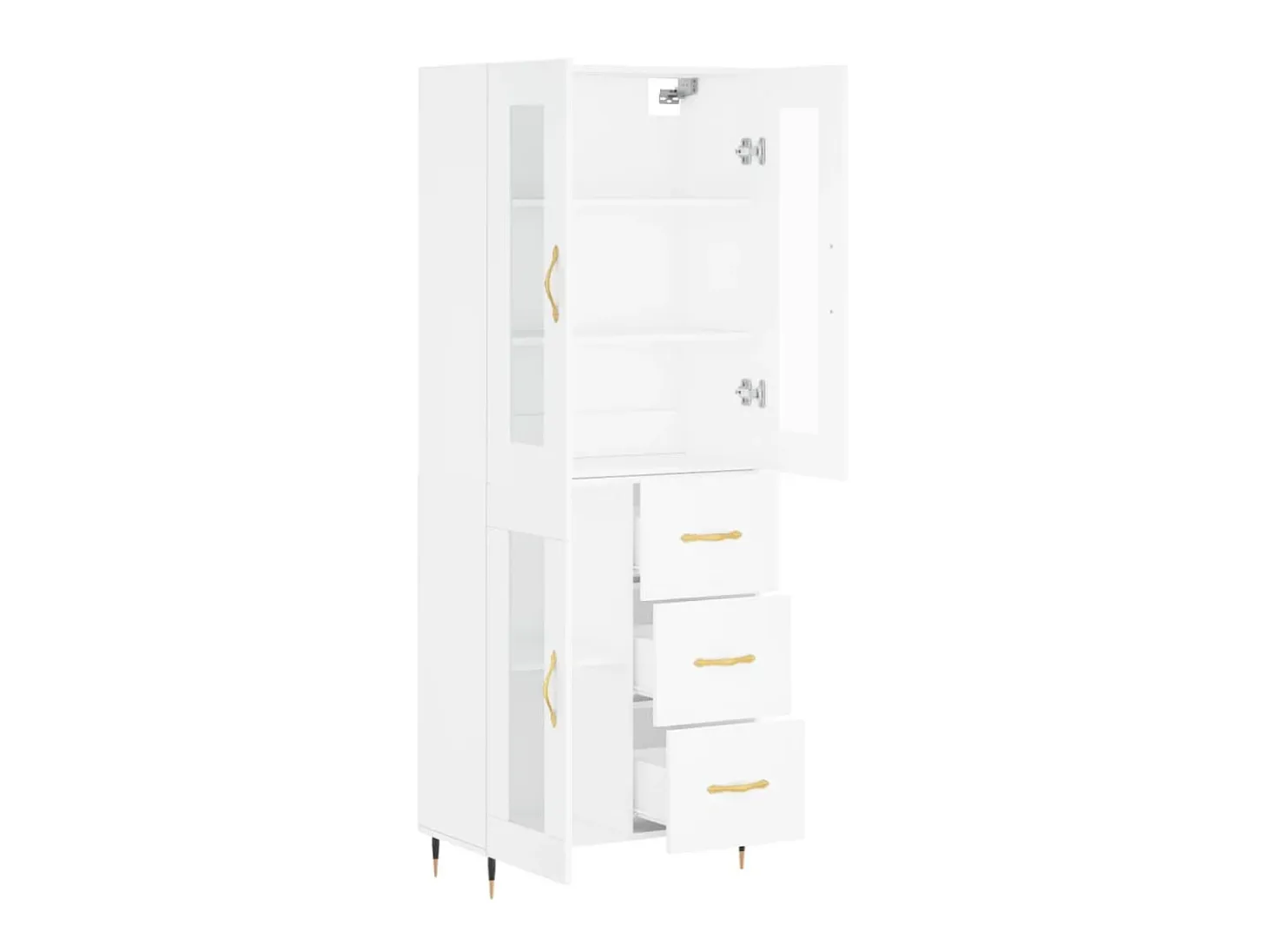 Aparador alto madera contrachapada blanco 69,5x34x180 cm ES45787