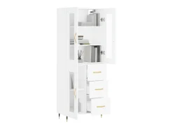 Aparador alto madera contrachapada blanco 69,5x34x180 cm ES45787