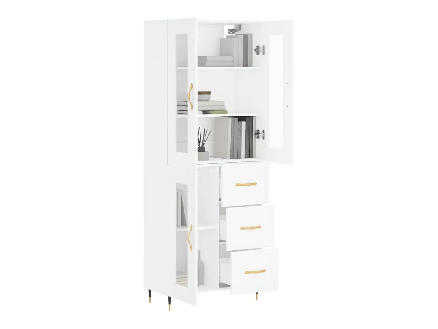 Aparador alto madera contrachapada blanco 69,5x34x180 cm ES45787