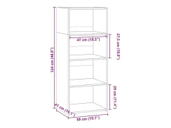 Aparador alto madera de ingeniería gris hormigón 50x41x124 cm