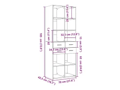 Aparador alto madera de ingeniería roble ahumado 70x42,5x185 cm