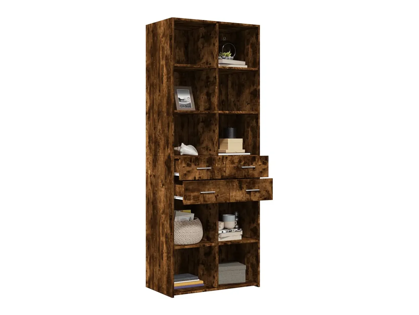 Aparador alto madera de ingeniería roble ahumado 70x42,5x185 cm
