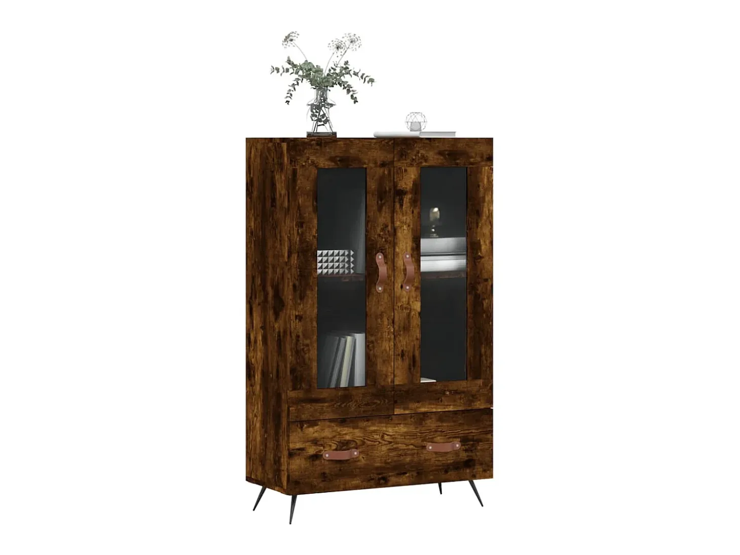 Aparador alto madera de ingeniería roble ahumado 69,5x31x115 cm ES84745