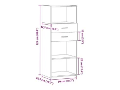 Aparador alto madera de ingeniería marrón roble 50x42,5x124 cm