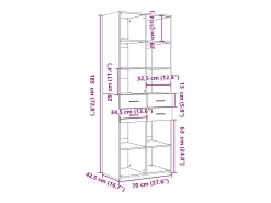 Aparador alto madera de ingeniería marrón roble 70x42,5x185 cm