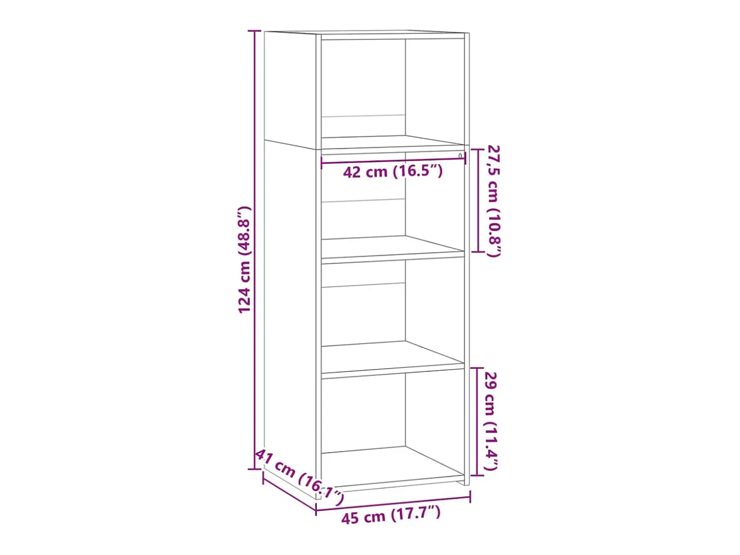 Aparador alto madera de ingeniería roble Sonoma 45x41x124 cm