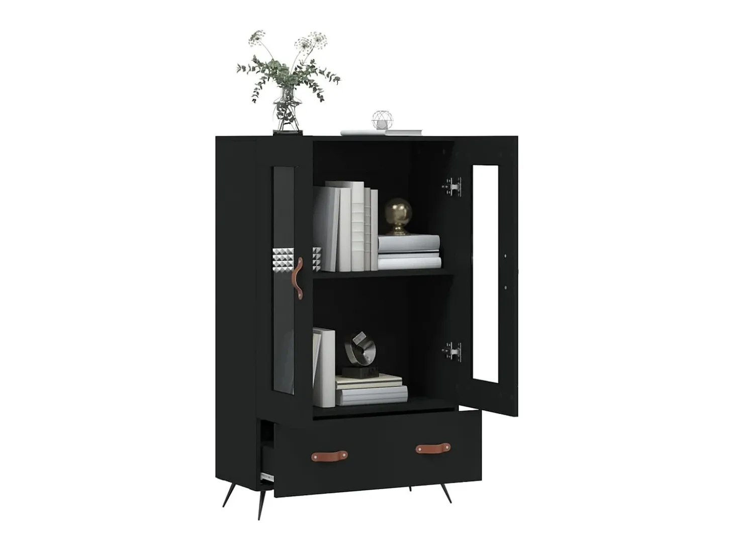 Aparador alto madera de ingeniería negro 69,5x31x115 cm